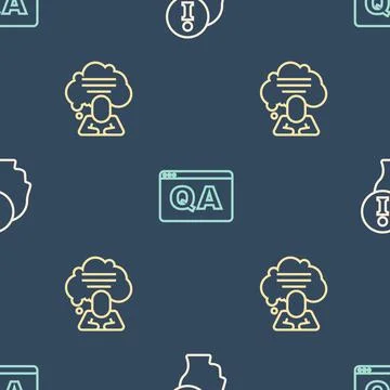 Set line Information, Speech bubble chat and Question and Answer on seamless Illustrazione stock
