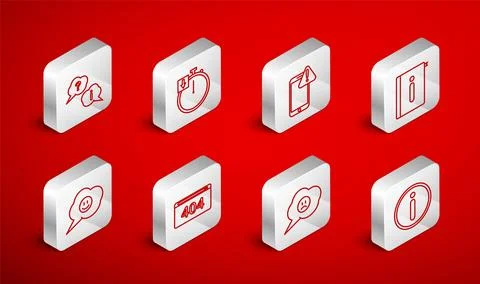 Set line Information, Stopwatch, Mobile with exclamation mark, User manual Stock Illustration