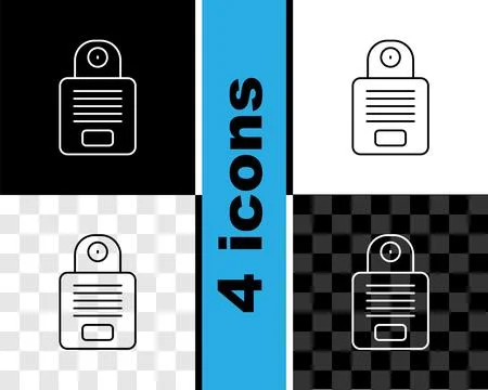 Set line Intercom icon isolated on black and white, transparent background. V Stock Illustration