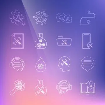 Set line Interesting facts, Speech bubble chat, Mobile service, Question and Stock Illustration
