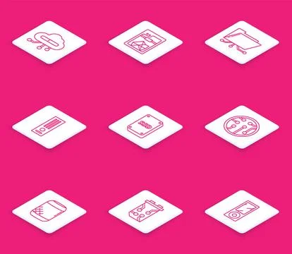 Set line Internet of things, 3D printer, Folder and lock, Video game consol.. イラスト素材