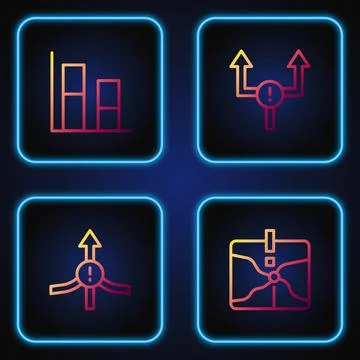 Set line Intersection point, Arrow, Graph, chart, diagram and . Gradient color Stock Illustration