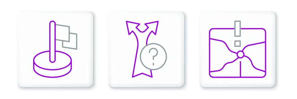 Set line Intersection point, Flag and Arrow icon. Vector イラスト素材