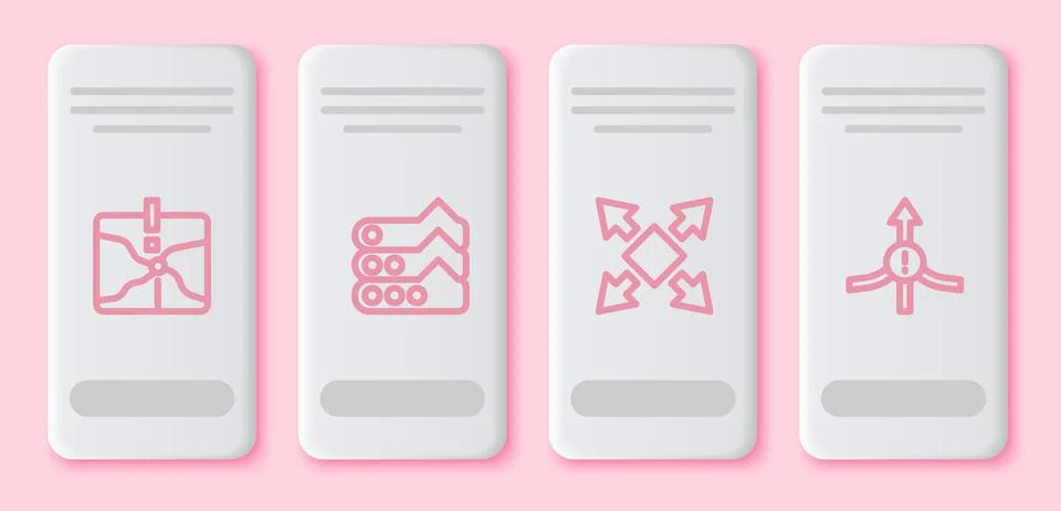 Set line Intersection point, Graph, chart, diagram, Many ways directional arrow Stock Illustration