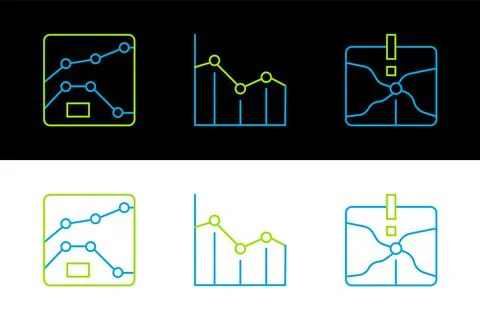 Set line Intersection point, Graph, chart, diagram and Pie infographic icon.  Stock Illustration