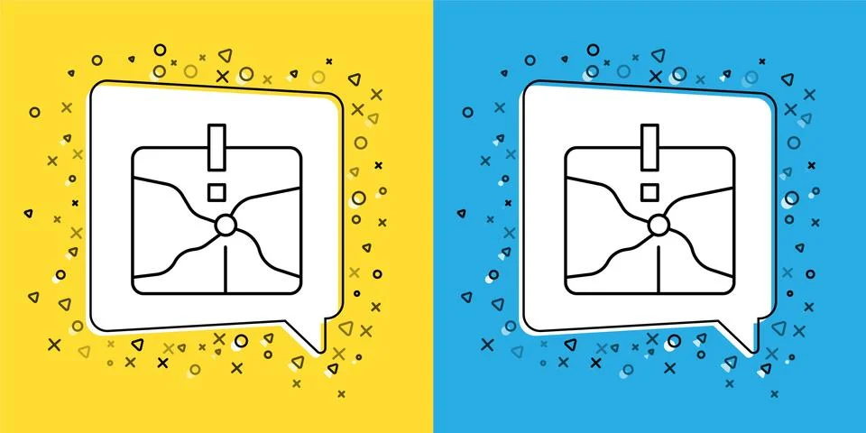 Set line Intersection point icon isolated on yellow and blue background. Vector Illustrazione stock