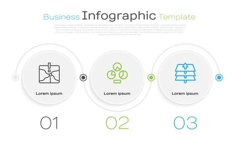 Set line Intersection point, Pie chart infographic and Layers. Business inf.. 스톡 일러스트