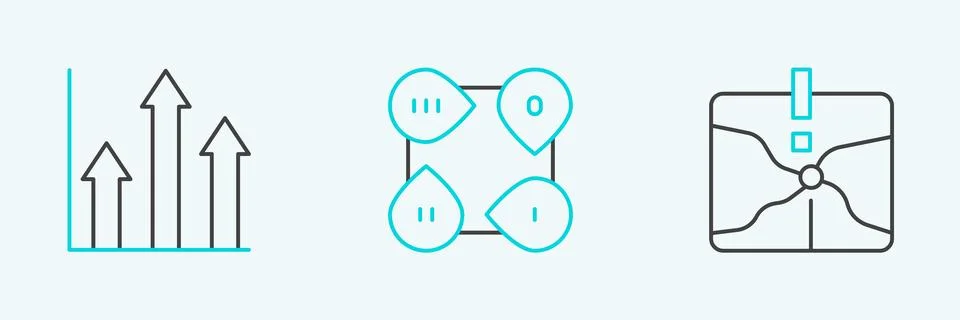 Set line Intersection point, Pie chart infographic and Infographic element .. Illustrazione stock