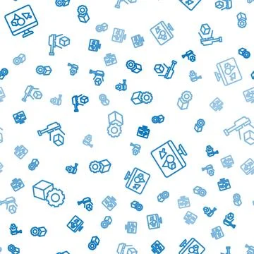 Set line Isometric cube, 3D printer software and scanner with on seamless p.. Stock Illustration