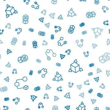 Set line Isometric cube, and on seamless pattern. Vector イラスト素材