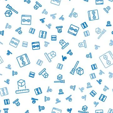 Set line Isometric cube, and 3D printer perfect copy on seamless pattern. Vector Stock Illustration