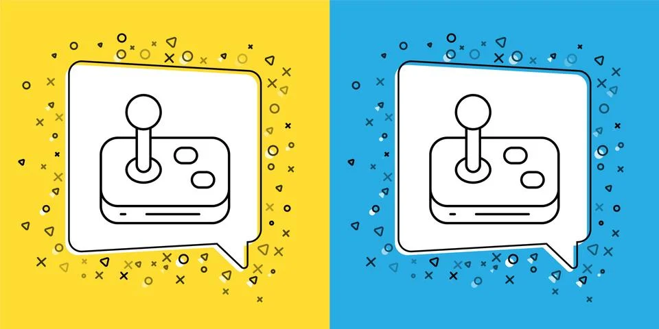 Set line Joystick for arcade machine icon isolated on yellow and blue background Stock Illustration