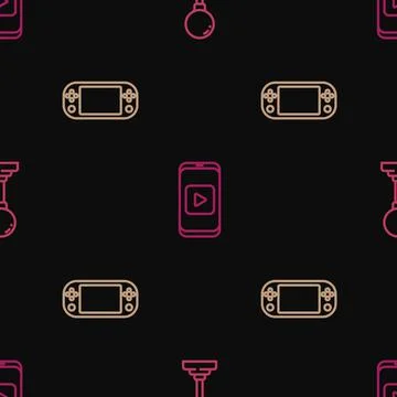 Set line Joystick for arcade machine, Portable video game console and Online Stock Illustration