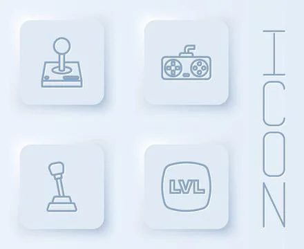 Set line Joystick for arcade machine, Game controller joystick, Gear shifter  库存插图