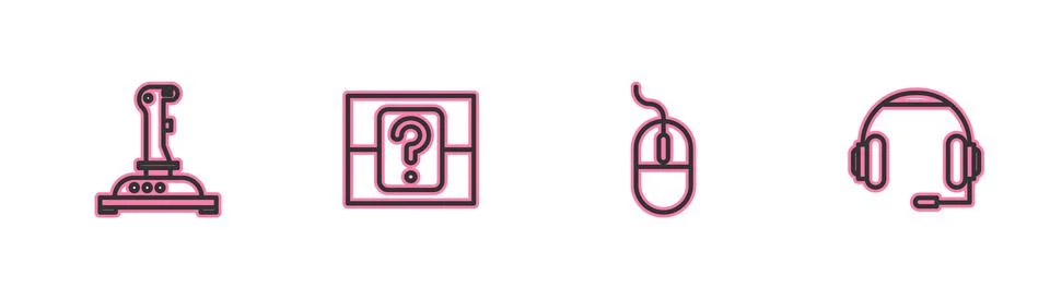 Set line Joystick for arcade machine, Computer mouse, Mystery random box and  Stock Illustration