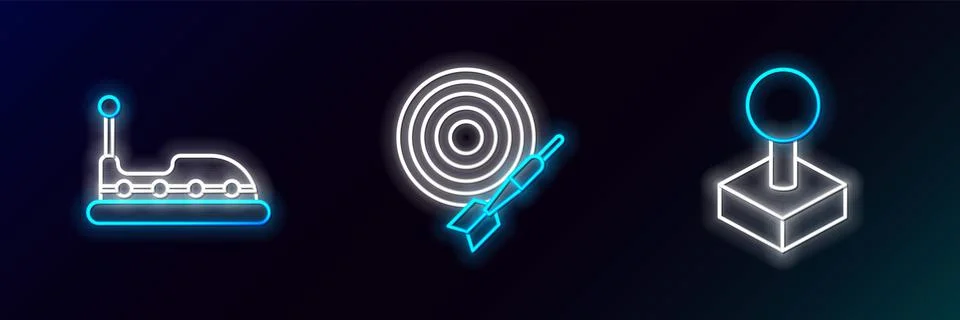 Set line Joystick for arcade machine, Bumper car and Classic dart board and a Stock Illustration