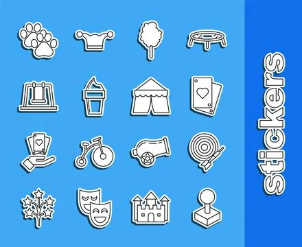 Set line Joystick for arcade machine, Classic dart board and arrow, Playing.. Stock Illustration