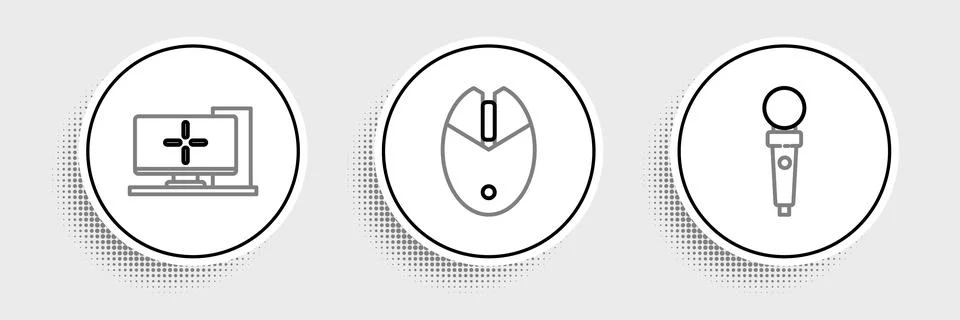 Set line Joystick for arcade machine, Computer monitor and mouse gaming ico.. イラスト素材