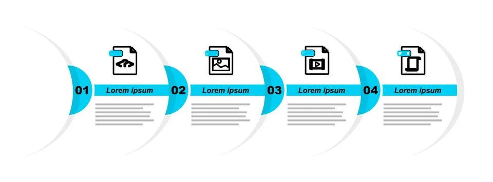 Set line JS file document, MP4, TIFF and PHP icon. Vector イラスト素材