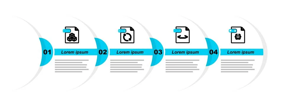 Set line JS file document, XML, GIF and 3DS icon. Vector 库存插图