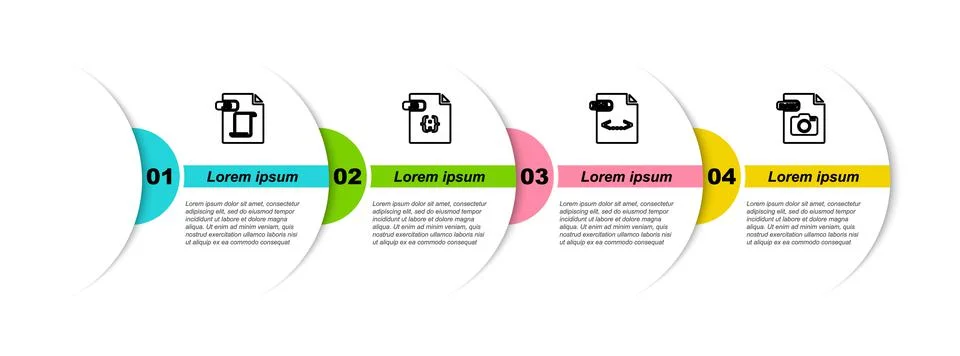 Set line JS file document, , XML and RAW. Business infographic template. Vector Stock Illustration