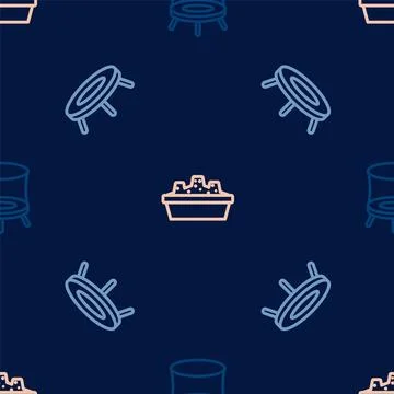 Set line Jumping trampoline, and Sandbox with sand on seamless pattern. Vector Illustrazione stock