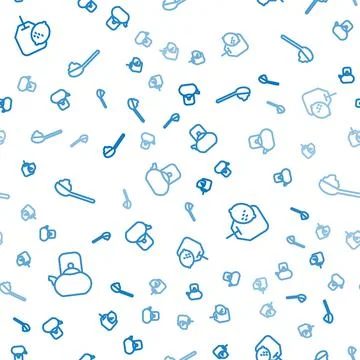 Set line Kettle with handle, Tea bag lemon and Spoon sugar on seamless pattern Stock Illustration