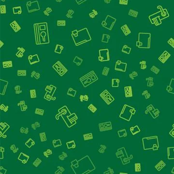 Set line Key card, Digital door lock and Folder and on seamless pattern. Vector Stock Illustration