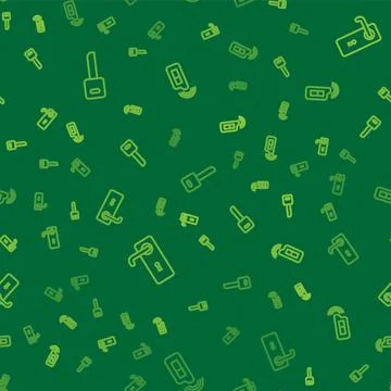 Set line Key, Door handle and Car key with remote on seamless pattern. Vector イラスト素材