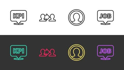 Set line Key performance indicator, Project team base, Create account screen and 스톡 일러스트