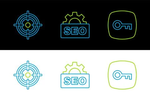 Set line Key, Target and SEO optimization icon. Vector イラスト素材