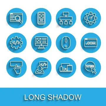 Set line Keyboard, Front end development, UI or UX design, Monitor, mobile 스톡 일러스트