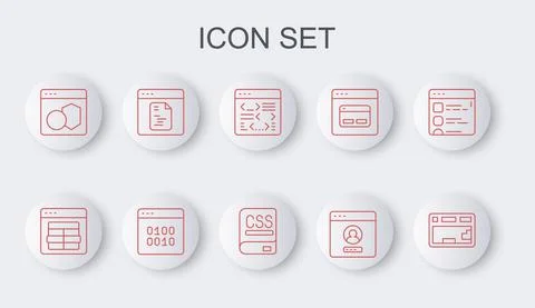 Set line Keyboard, MySQL code, Software, Create account screen, Binary and Books Stock Illustration