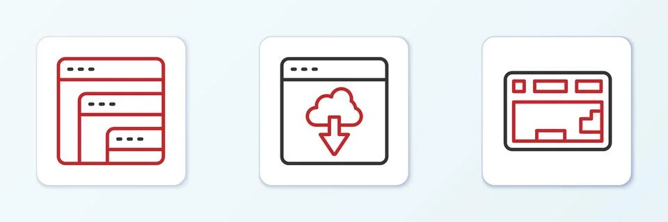 Set line Keyboard, Software and Cloud technology data transfer icon. Vector Stock Illustration
