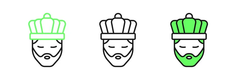 Set line King with crown icon isolated on white background.  Vector Stock Illustration