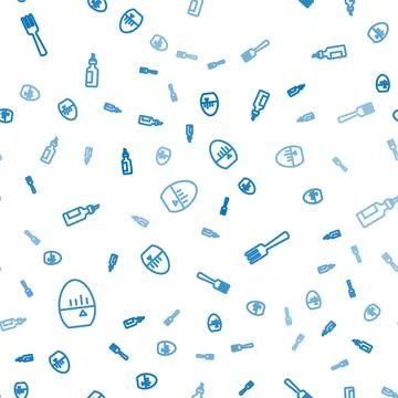 Set line Kitchen timer, Fork and Bottle of olive oil on seamless pattern. Vector イラスト素材