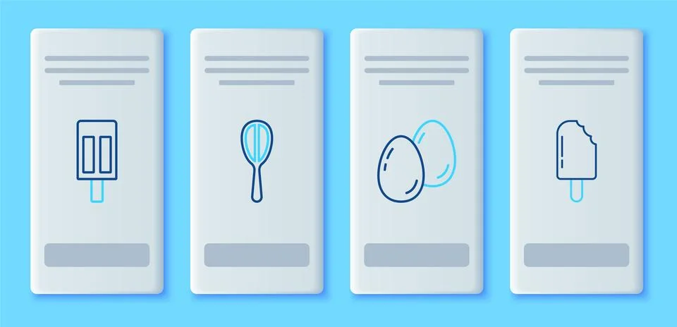 Set line Kitchen whisk, Easter eggs, Ice cream and icon. Vector Stock Illustration