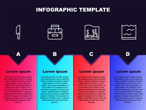 Set line Knife, Case container for wobbler, Aquarium and . Business infograph Stock-Illustration