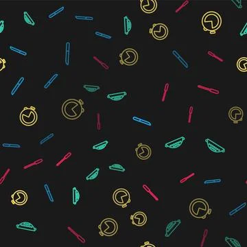 Set line Knife, Kitchen colander, timer and sharpener on seamless pattern Stock Illustration