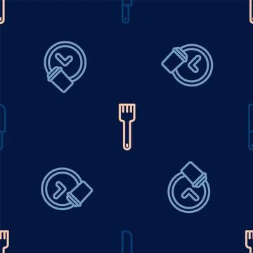 Set line Knife, Round the clock delivery and Fork on seamless pattern. Vector Illustrazione stock