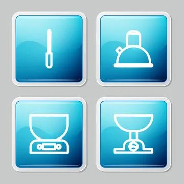 Set line Knife sharpener, Kettle with handle, Electronic scales and  icon. Ve Illustration