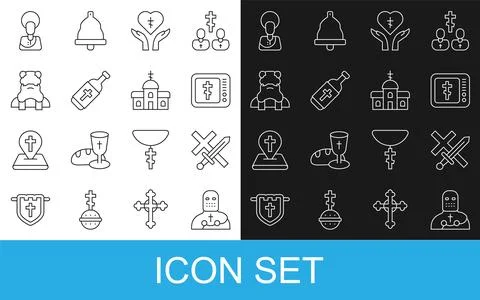 Set line Knight crusader, Crusade, Online church pastor preaching, Religiou.. Stock Illustration