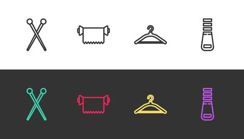 Set line Knitting needles, Textile fabric roll, Hanger wardrobe and Zipper .. イラスト素材