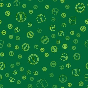 Set line Label with text FAQ, Question mark and Information on seamless pattern Stock Illustration