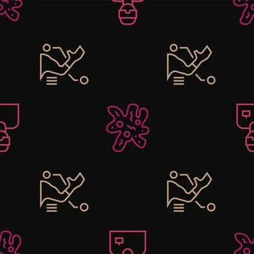 Set line Laboratory assistant, Prosthesis hand and Cell on seamless pattern 스톡 일러스트