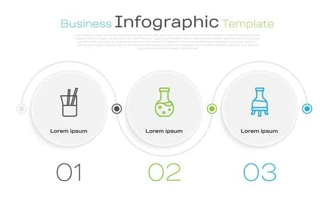 Set line Laboratory glassware, Test tube and . Business infographic templat.. Stock Illustration