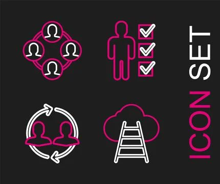 Set line Ladder leading to cloud, Human resources, User of business suit an.. イラスト素材