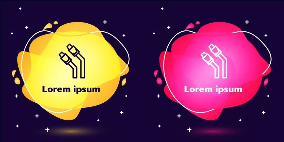 Set line LAN cable network internet icon isolated on blue background. Abstract Stockillustratie