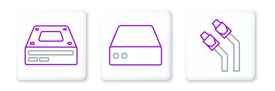 Set line LAN cable network internet, Optical disc drive and Server, Data, Web Illustrazione stock