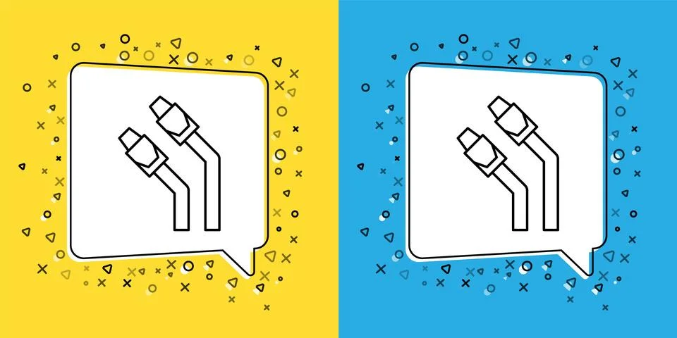 Set line LAN cable network internet icon isolated on yellow and blue backgr.. Stock Illustration